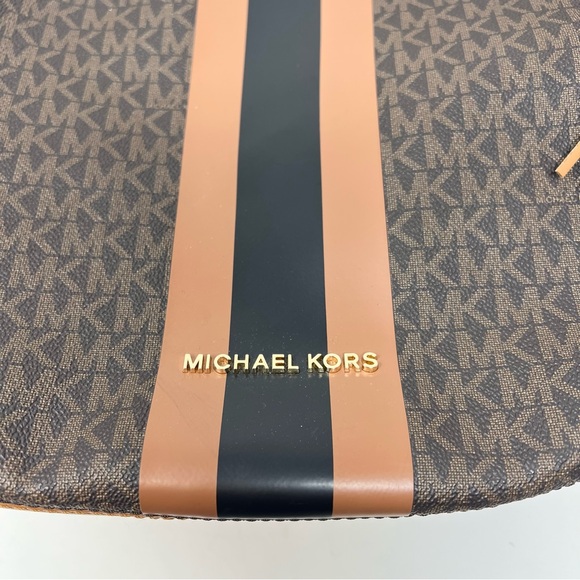Michael Kors Brooke Signature Hobo Bag Signature Logo Pattern in Tan Black - Picture 4 of 14